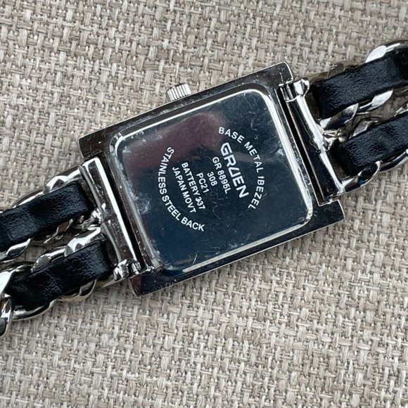 Gruen Ladies Wristwatch Black Leather Silver Tone Quartz Women Watch main image 11